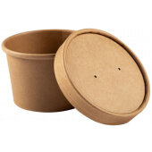 PFC8NCOM AmerCareRoyal, 8 oz Brown Paper Deli Container w/ Lid (250/case)