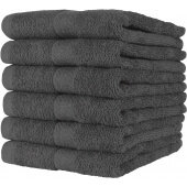 P-HAND-BLACK Monarch Brands, 16" x 27" True Color Cotton 3 Lb Hand Towel, Black (12/pk)