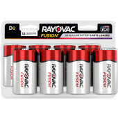 RAY8138LTFUSK Rayovac, Fusion Premium Alkaline D Batteries (8/pk)