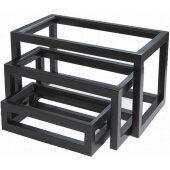 AWR10 American Metalcraft, 3-Piece Rectangular Wood Open Frame Riser Set, Black