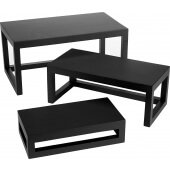AWRS American Metalcraft, 3-Piece Rectangular Wood Solid Frame Riser Set, Black
