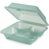 EC-09-1-JA GET, 9" x 9" x 3 1/2" Eco-Takeout's Reusable 3-Compartment Food Container, Jade (12/pk)