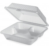 EC-09-1-CL GET, 9" x 9" x 3 1/2" Eco-Takeout's Reusable 3-Compartment Food Container, Clear (12/pk)