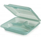 EC-12-1-JA GET, 9" x 9" x 2 3/4" Eco-Takeout's Reusable 3-Compartment Food Container, Jade (12/pk)