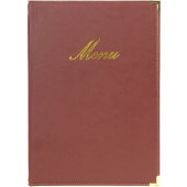 MCCRLSWR American Metalcraft, 10" x 13" Faux Leather Menu Cover w/ 2 Page Inserts, Wine Red