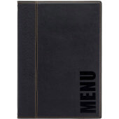 MCTRLSBL American Metalcraft, 10" x 13" Faux Leather Menu Cover w/ 2 Page Inserts, Black