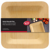 BAMDSP10 TableCraft, 10" x 10" Bamboo Disposable Plate, Natural Finish (25/pk)