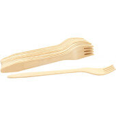 654320 TableCraft, 6 1/2" Disposable Wooden Fork, Natural Finish (100/pk)