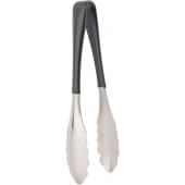 AM3709BK TableCraft, 9" Stainless Steel Utility Tongs w/ Black Vinyl Handle