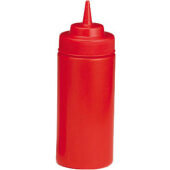 10853K TableCraft, 8 oz Polyethylene Wide Mouth Ketchup Squeeze Bottle, Red