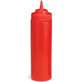 12463K TableCraft, 24 oz Wide Mouth Polyethylene Ketchup Squeeze Bottle, Red