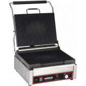 EPG-1C Winco, 1.75 kW Panini Sandwich Grill, Single, Ribbed Top & Bottom