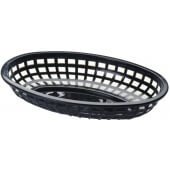 1074BK TableCraft, 9 1/4" x 6" Oval Fast Food Serving Basket, Black