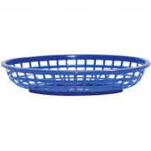 1074BL TableCraft, 9 1/4" x 6" Oval Fast Food Serving Basket, Blue