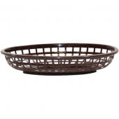 1074BR TableCraft, 9 1/4" x 6" Oval Fast Food Serving Basket, Brown