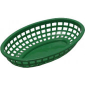 1074FG TableCraft, 9 1/4" x 6" Oval Fast Food Serving Basket, Forest Green