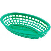 1074G TableCraft, 9 1/4" x 6" Oval Fast Food Serving Basket, Green
