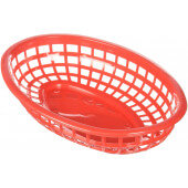 1074R TableCraft, 9 1/4" x 6" Oval Fast Food Serving Basket, Red