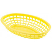 1074Y TableCraft, 9 1/4" x 6" Oval Fast Food Serving Basket, Yellow