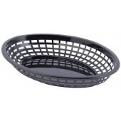 1084BK TableCraft, 11 3/4" x 9" Oval Fast Food Serving Basket, Black