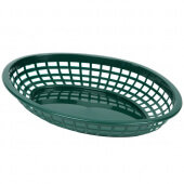 1084FG TableCraft, 11 3/4" x 9" Oval Fast Food Serving Basket, Forest Green