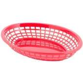 1084R TableCraft, 11 3/4" x 9" Oval Fast Food Serving Basket, Red