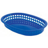 1076BL TableCraft, 10 1/2" x 7" Oval Chicago Fast Food Serving Basket, Blue