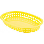 1076Y TableCraft, 10 1/2" x 7" Oval Chicago Fast Food Serving Basket, Yellow