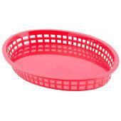 1086R TableCraft, 12 3/4" x 9 1/2" Oval Texas Platter Fast Food Serving Basket, Red
