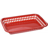 1079R TableCraft, 11 3/4" x 8 1/2" Rectangular Fast Food Serving Basket, Red