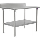 ST6R5-2496GSK-X John Boos, 96" x 24" Stainless Steel Work Table w/ Undershelf & Backsplash