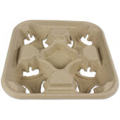BWK4CUPCARRIER Boardwalk, 4 Cup Molded Fiber Drink Carrier, Brown (300/case)