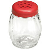 260RE TableCraft, 6 oz Glass Swirl Shaker w/ Red Plastic Perforated Top
