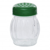 P260GR TableCraft, 6 oz Plastic Swirl Shaker w/ Green Perforated Top