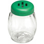 260SLGR TableCraft, 6 oz Glass Swirl Shaker w/ Green Plastic Slotted Top