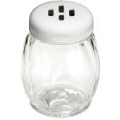 260SLWH TableCraft, 6 oz Glass Swirl Shaker w/ White Plastic Slotted Top