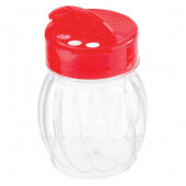 10328 TableCraft, 6 oz Glass Shaker w/ Red Plastic Flip Top