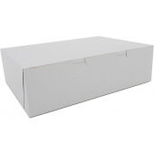1025 Southern Champion Tray, 14" x 10" x 4" Solid Kraft 1/4 Size Sheet Cake Box, White (100/case)