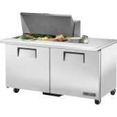 TSSU-60-15M-B-HC True, 60" 2 Door Mega Top Sandwich / Salad Prep Table, (15) 1/6 size pans