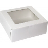 10104W-126 BOXit, 10" x 10" x 4" Windowed Paperboard Cupcake / Bakery Box, White (100/case)