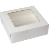 101025W-126 BOXit, 10" x 10" x 2 1/2" Windowed Paperboard Cupcake / Bakery Box, White (100/case)