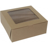 10104W-501 BOXit, 10" x 10" x 4" Windowed Kraft Cupcake / Bakery Box, Brown (100/case)