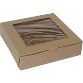 101025W-501 BOXit, 10" x 10" x 2 1/2" Windowed Kraft Cupcake / Bakery Box, Brown (100/case)