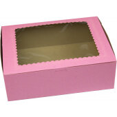 10104W-195 BOXit, 10" x 10" x 4" Windowed Paperboard Cupcake / Bakery Box, Pink (100/case)