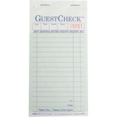 G6000 National Checking Company, 50 Check Medium 2-Part Guest Check Pad, Green (50/case)