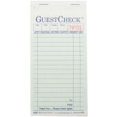 G7000 National Checking Company, 50 Check Medium Carbonless 2-Part Guest Check Pad, Green (50/case)