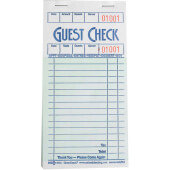 G3616 National Checking Company, 100 Check Medium 1-Part Guest Check Pad, Green (50/case)
