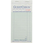 A7000 National Checking Company, 50 Check Medium Carbonless 2-Part Guest Check Pad, Green (50/case)