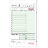 947SW National Checking Company, Medium Wide Carbonless 2-Part Guest Check, Green (2,000/case)