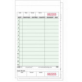 G4797SP National Checking Company, Medium Wide Carbonless 2-Part Guest Check, Green (2,000/case)
